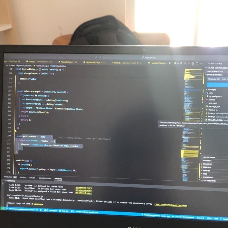 Working with the team during the internship